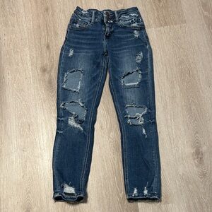 Bridge by Gly Distressed Mid Rise Stretchy Ankle Denim Jeans Sz 23